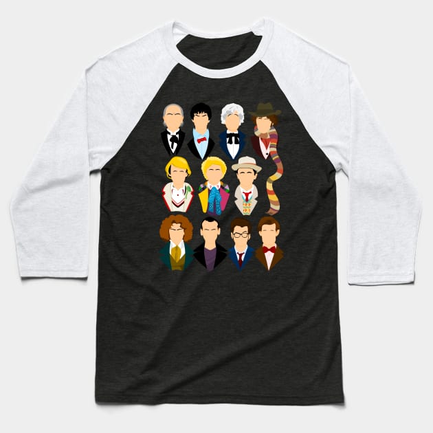 Eleven Doctors Baseball T-Shirt by TomTrager